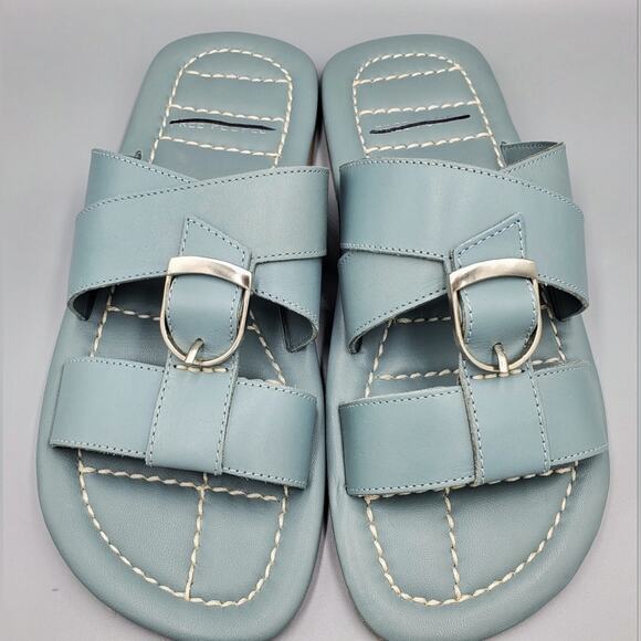 Free People Sandal Sloan Buckle Size 7 and 7.5 Blue (Stormy Sea) NIB - Picture 3 of 8